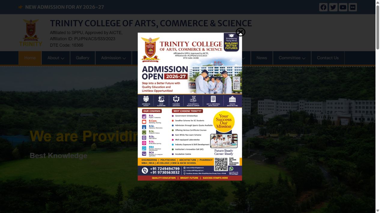 Trinity College Pune website